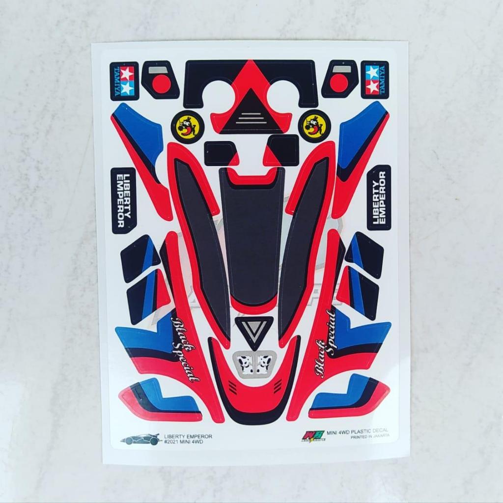 Stiker Liberty Emperor - Body Hitam Kombinasi Merah Biru - Vinnyl Laminating Doft