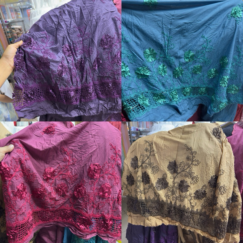 kain katun bordir pinggir / harga meter