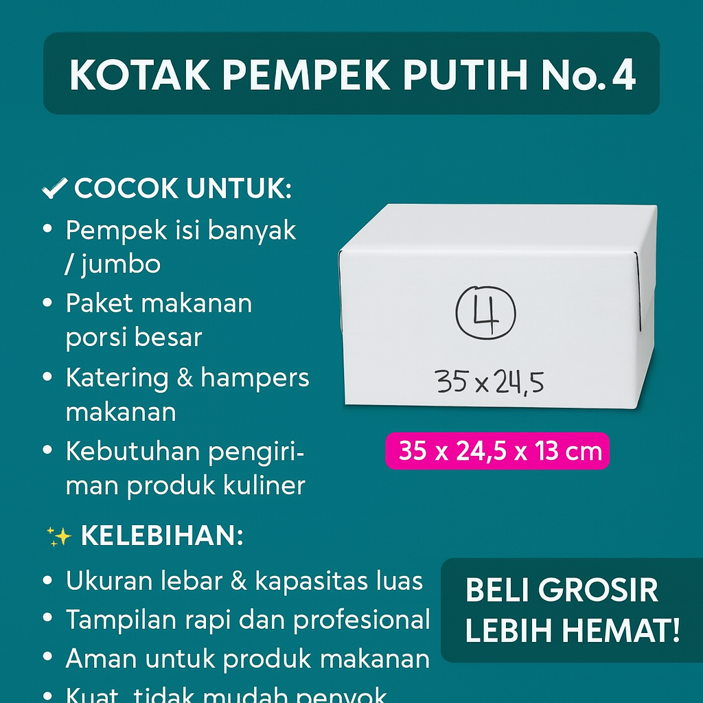 

Kotak Kardus Karton Packing Pempek Putih No. 4 GROSIR