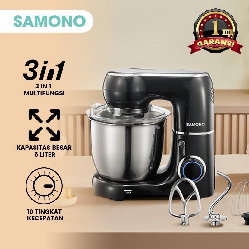 SAMONO Stand Mixer 10 Speed 5 Liter Pengaduk Adonan 3in1 Mixer With Bowl 550W SW-KM550 Original / St