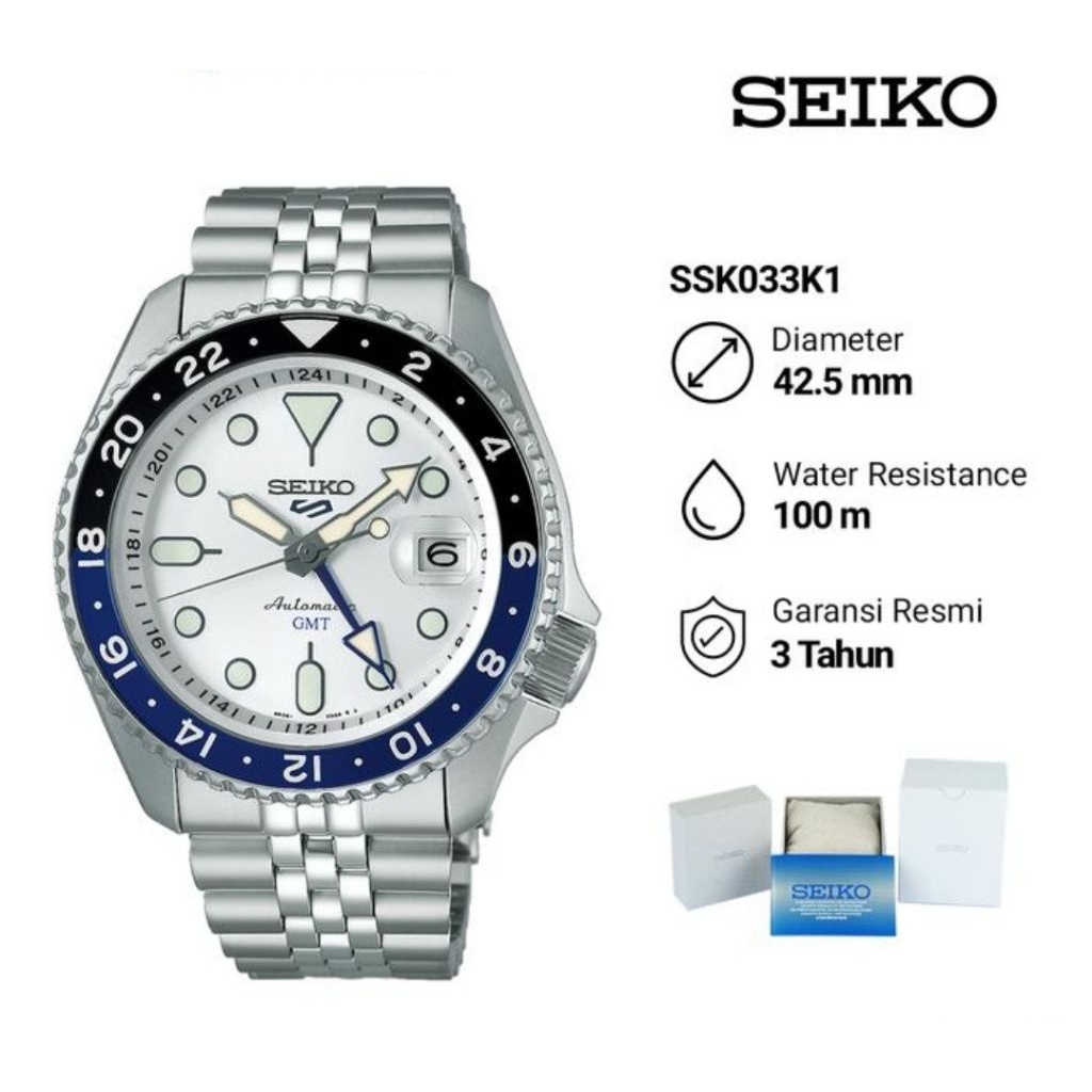 Seiko 5 Sports SSK033K1 SKX Series Automatic GMT Jam Tangan Pria Original