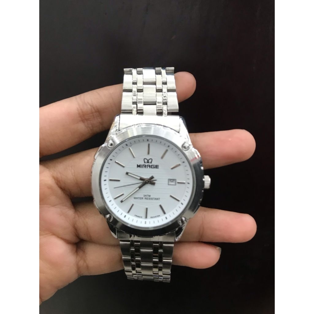 JAM TANGAN MIRAGE COWOK RANTAI STAINLESS STEEL
