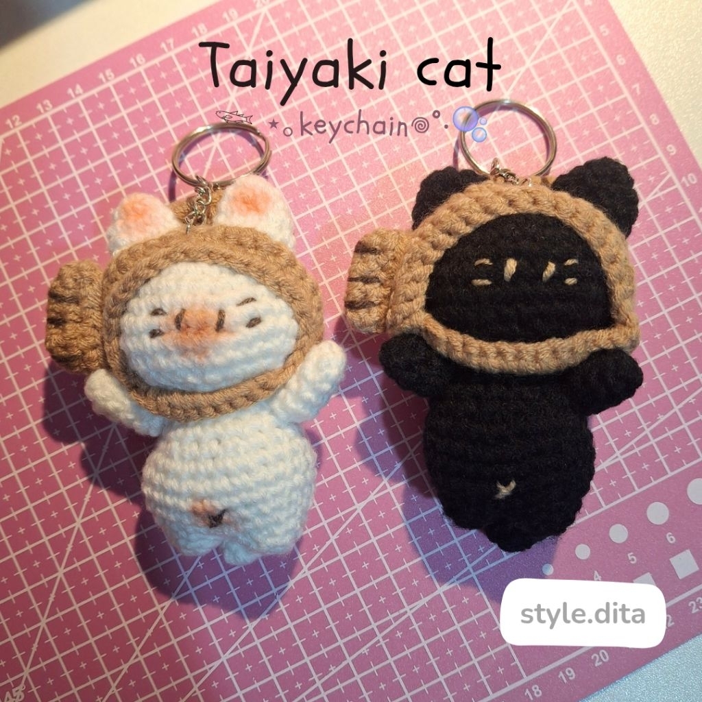 Gantungan Kunci Rajut Taiyaki Cat | Taiyaki Cat Crochet | Taiyaki Cat Amigurumi | Keychain Taiyaki C