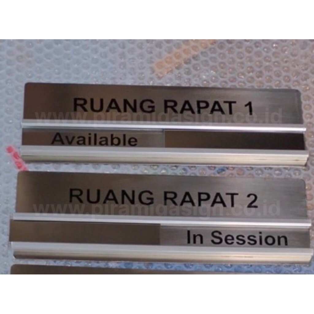 

Papan stainless ruang rapat sliding geser metal nama meeting room