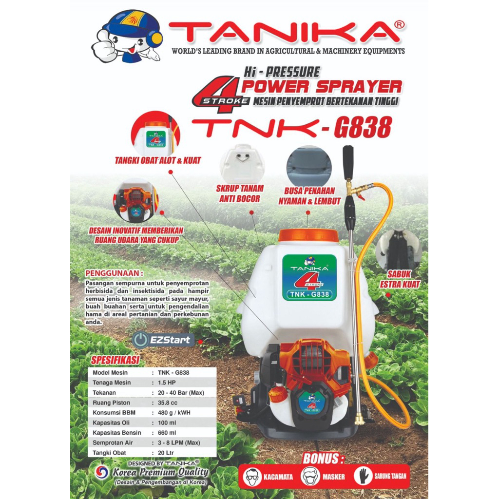 Mesin Semprot Tanika 4Tak G838 New Model 20 Liter Tanika Korea