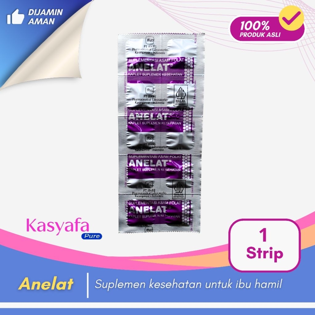 ANELAT Asam Folat 1000mcg Strip isi 10 Tablet | Suplemen Kesehatan Ibu Hamil