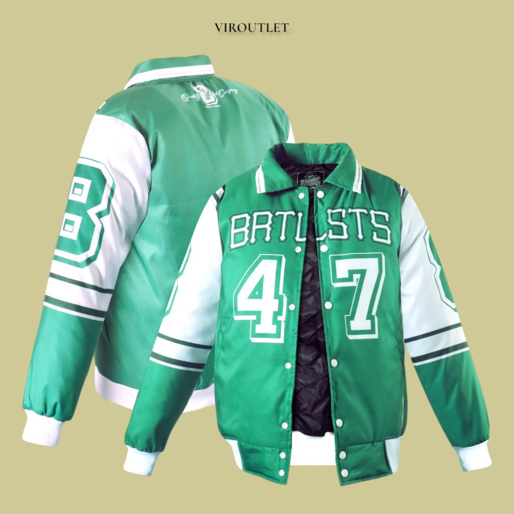 Jaket Varsity Sweater Hoodie Unisex Pria Wanita Anti air Full Printing Model Baseball