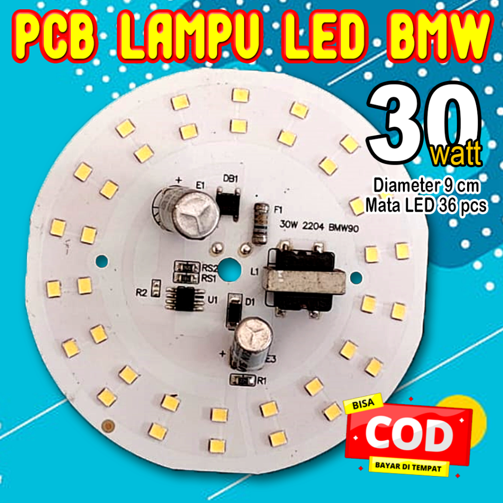 [FLASH SALE] PCB LAMPU LED BMW 30W | MODUL LAMPU LED AC 220V | MESIN LAMPU LED 9cm | LED 2204 36pcs