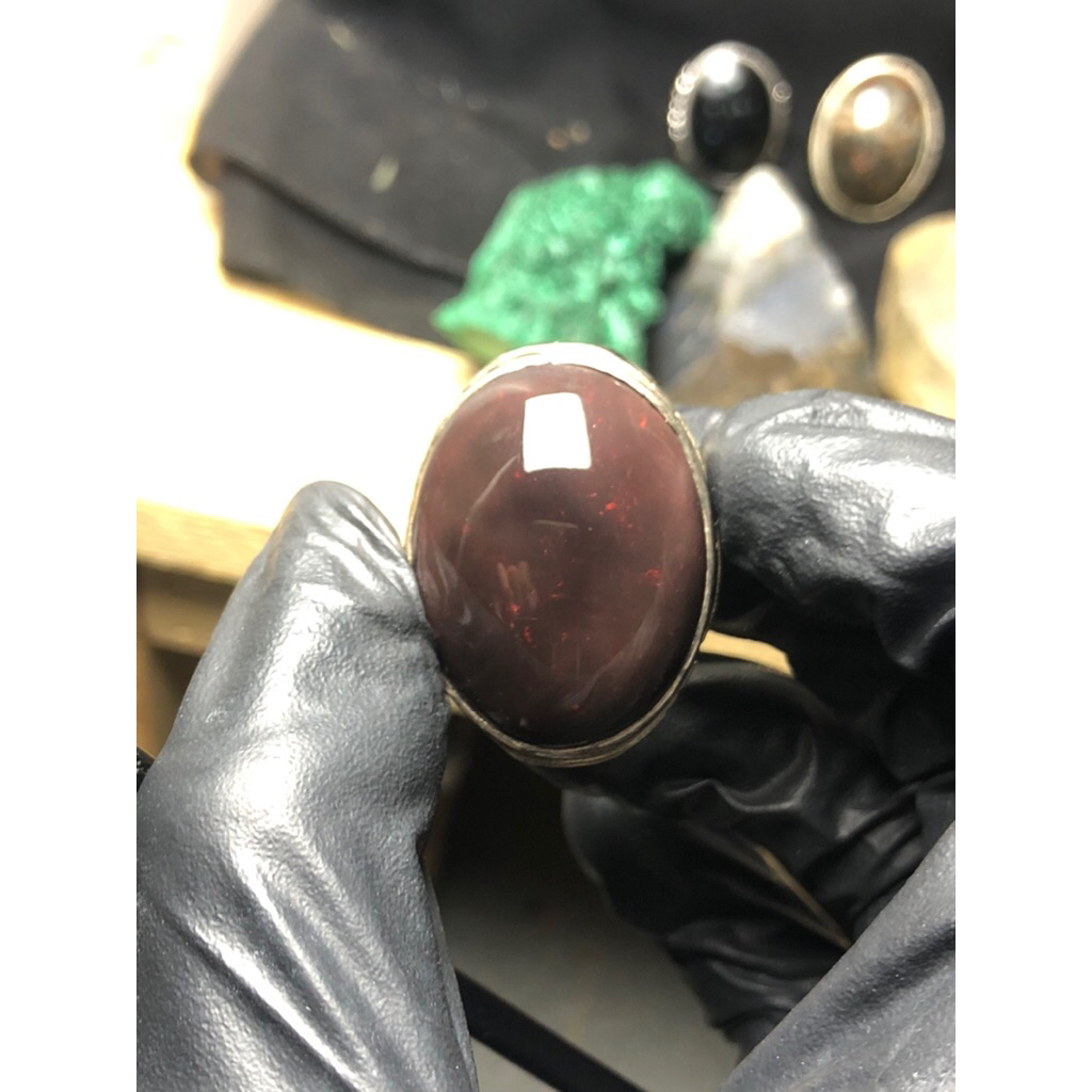 Batu Black Opal Jumbo Ring Perak
