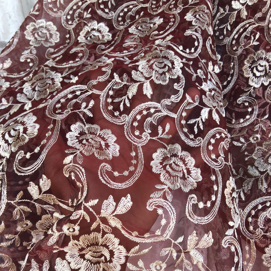 kain tile motif bunga - kain tille motif premium - kain tille motif luxury adk