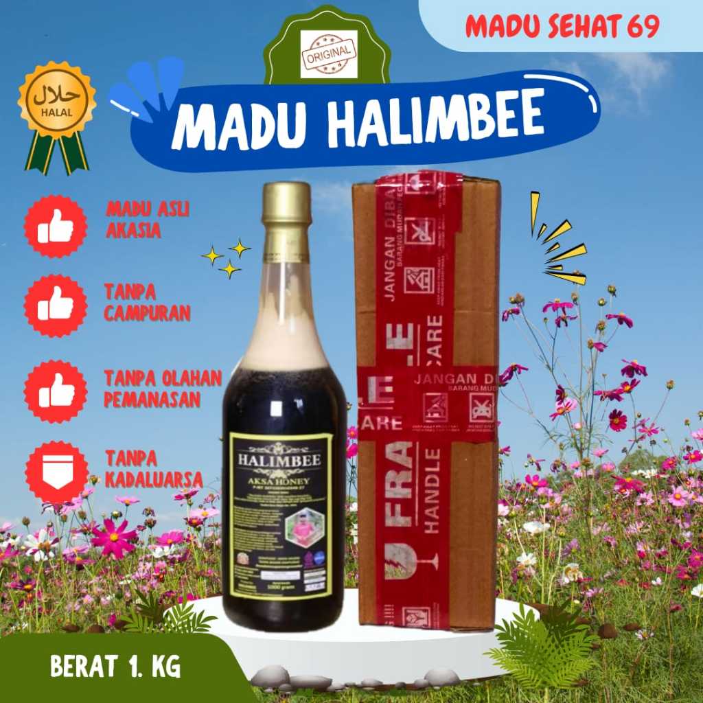 

PROMO: Madu Asli Murni Hutan Nektar Akasia Grad A Super Kemasan Botol Baru Berat 1 Kg - Halimbee