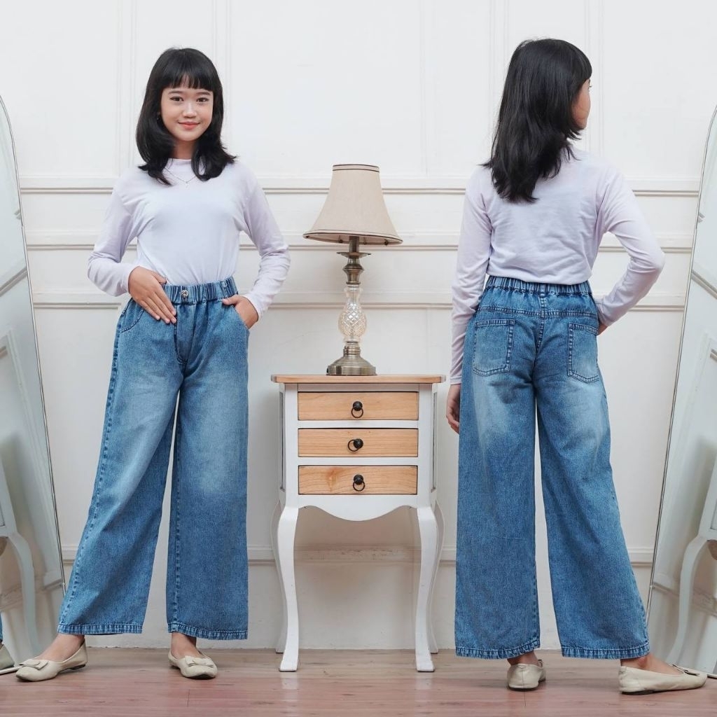 Celana Kulot Jeans Anak Tanggung Wanita Usia 7-14 Tahun