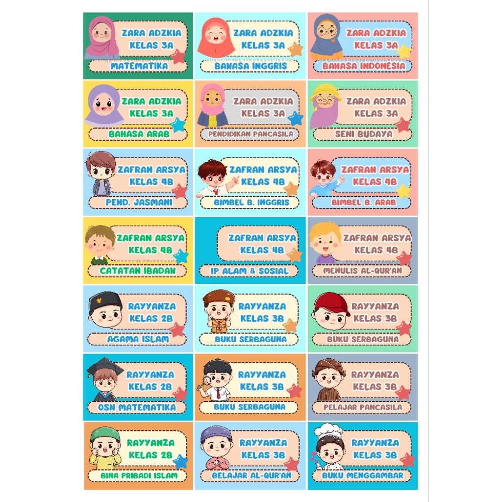 

Label Nama Buku Sticker Custom Karakter - Ukuran Mini (6 x 3.5 cm)