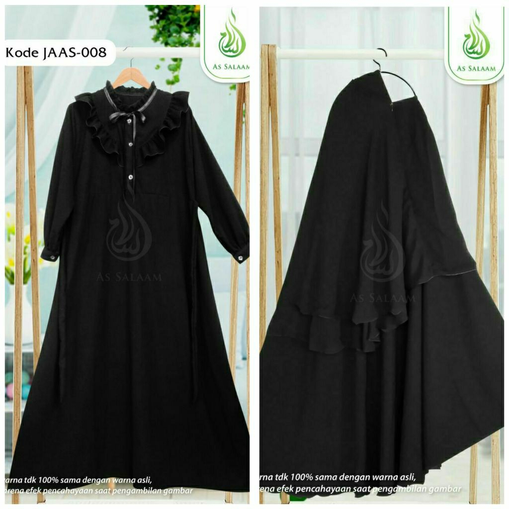 As Salaam Setelan Safar Jetblack Bonanza Jubah Akhwat Gamis Akhwat + Jilbab Safar Purdah
