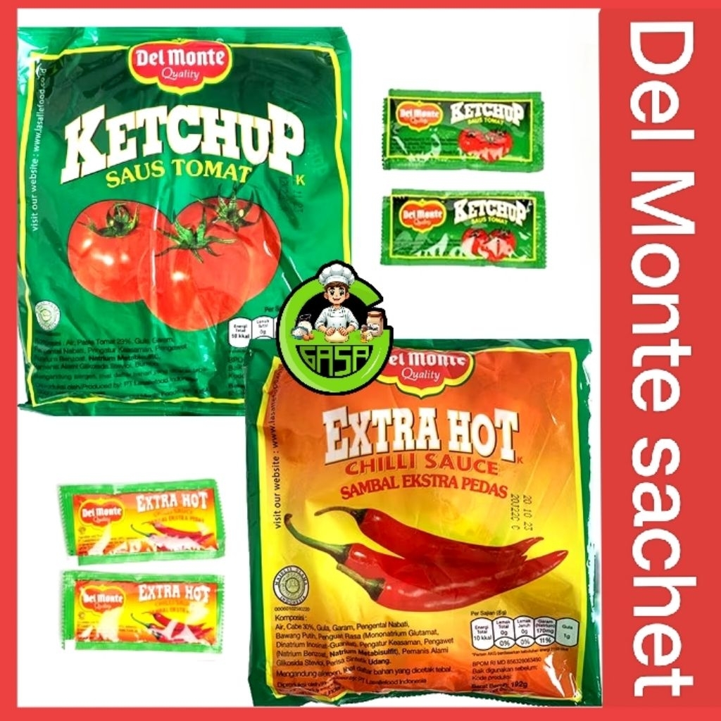 

Del monte Saus TOMAT Sambal EXTRA PEDAS Sachet Tomat & sambel Extra Hot isi 24 pcs x 9gr delmonte saus sambal ektra hot pedas