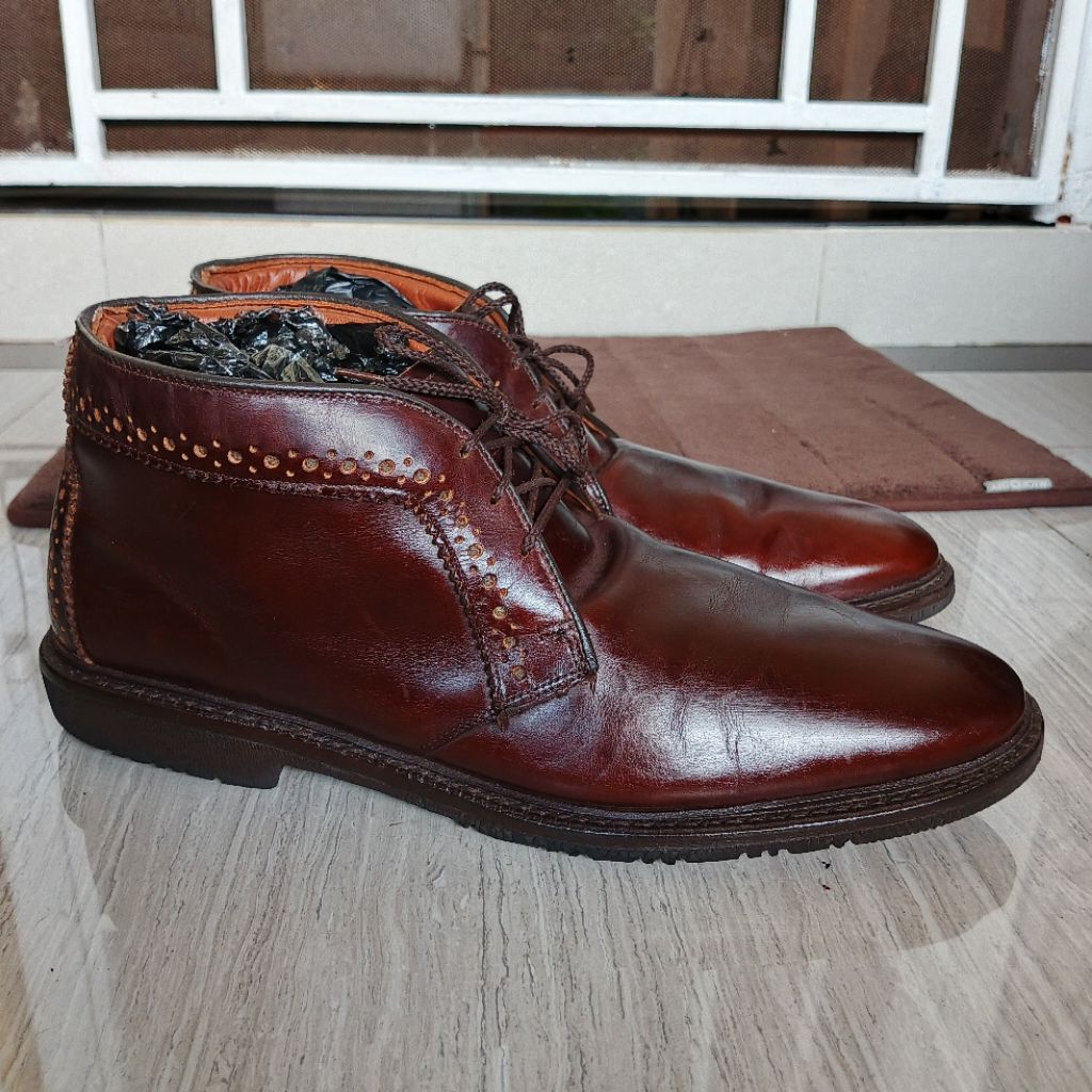 ALLEN EDMONDS USA Handmade Chukka Boots Bellevue Brown Leather Authentic Original Size 46 Insole 29-