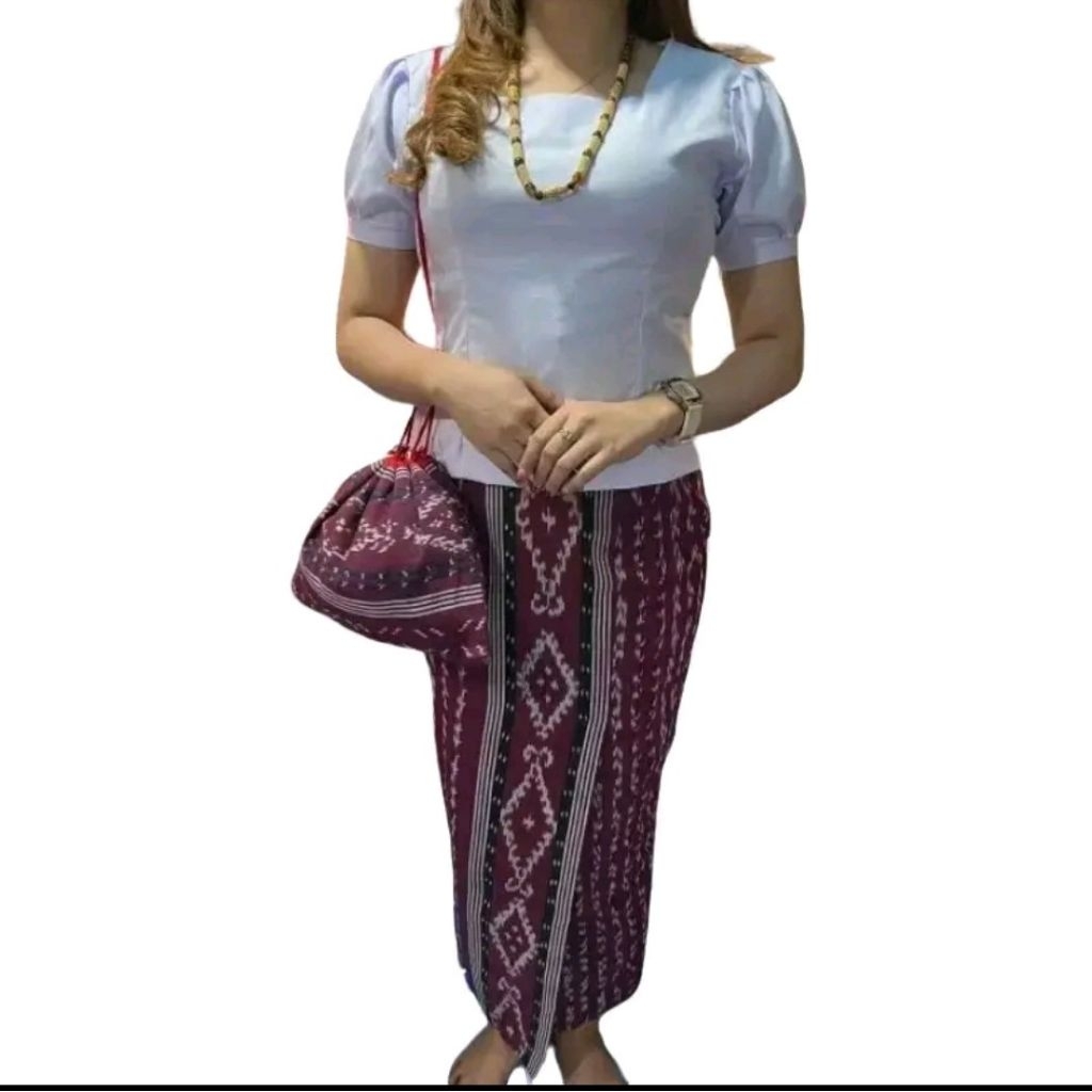 [Baju+Rok+Tas Sepuk] - Setelan Wanita Adat Toraja Ntt Tenun Asli Jepara