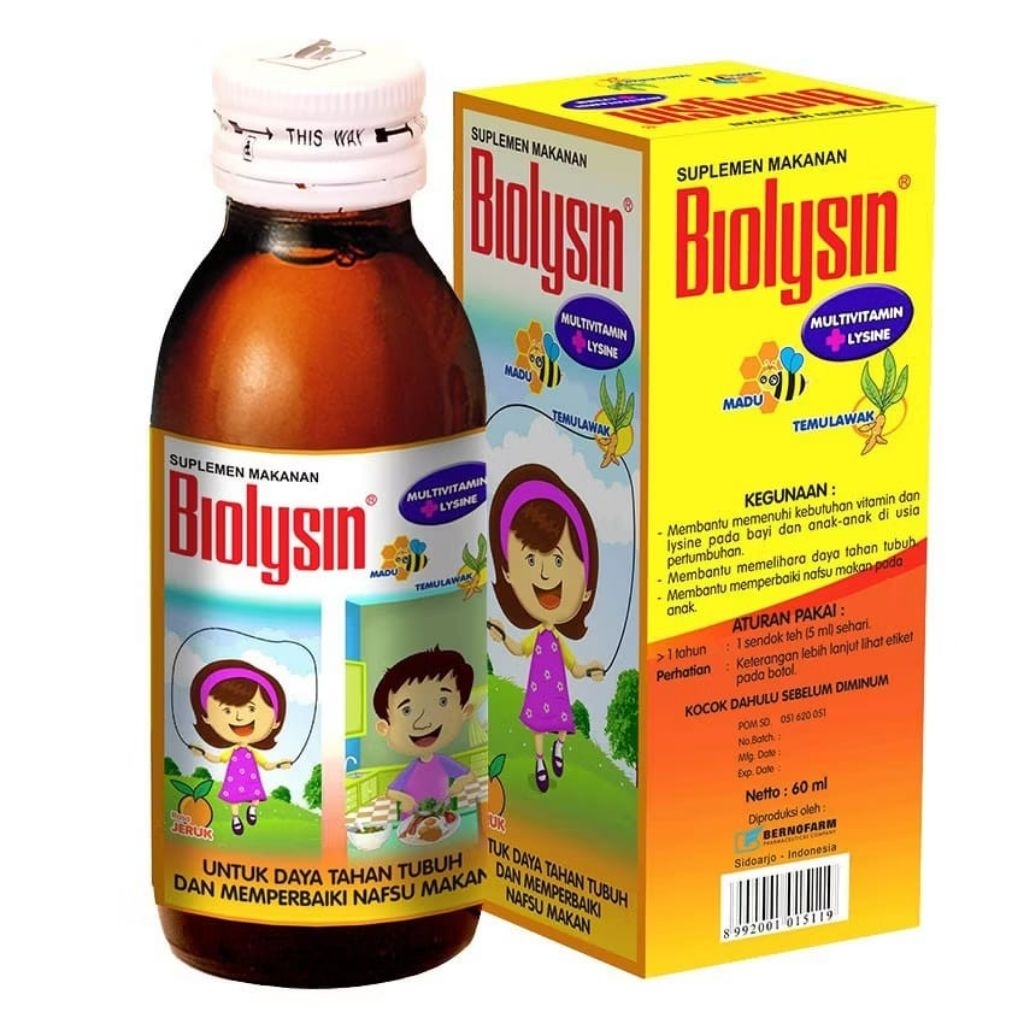 Biolysin/Biolisin+Lysine Syrup 60ml Multivitamin-Penambah Nafsu Makan Anak Anak