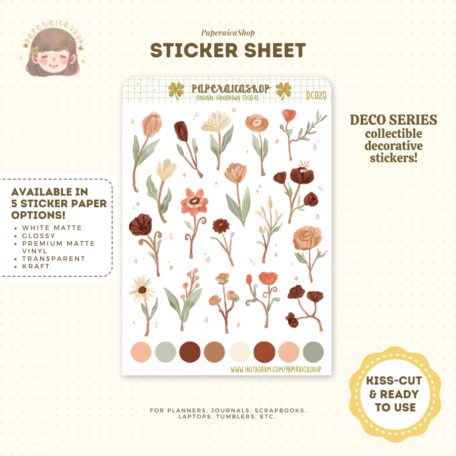 

Paperaica - Dainty Florals Stickers, Flower Stickers, Pink Stickers, Pink Krafts