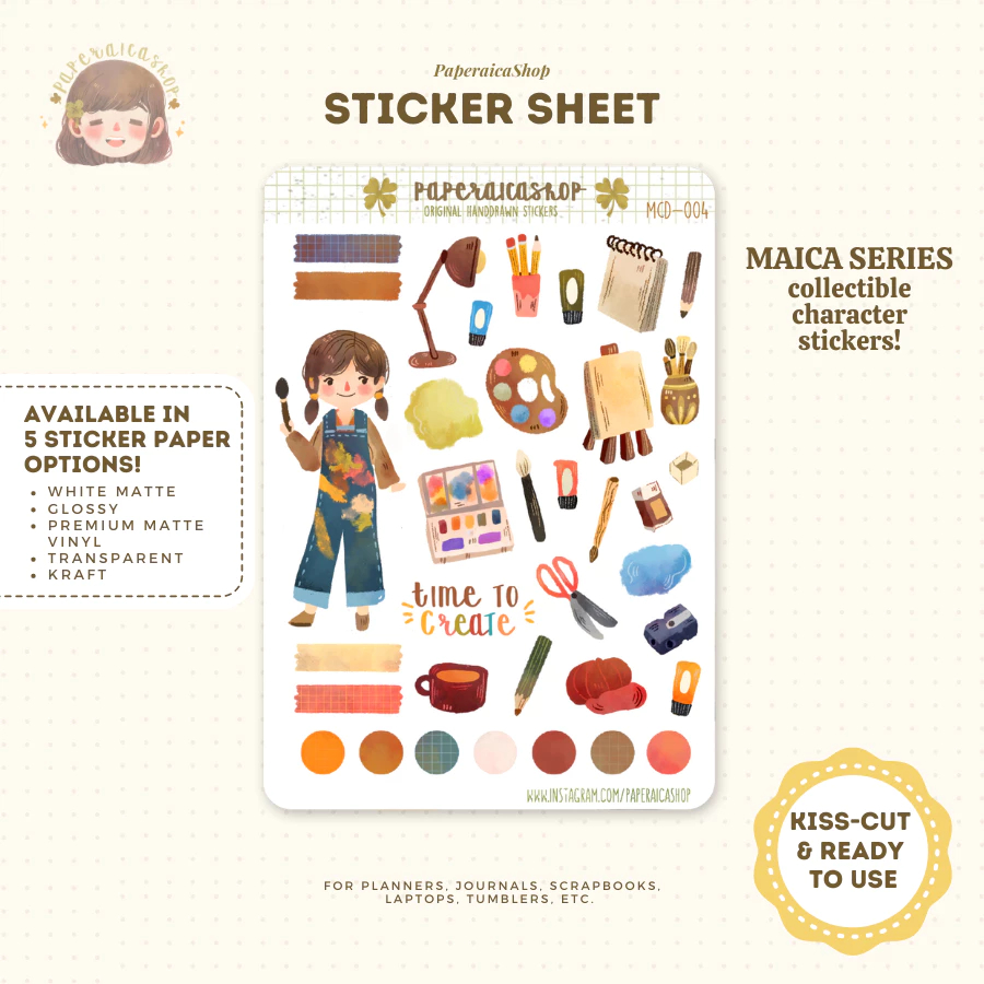 

Paperaica - Cute Girl Artist Stickers, Planner Stickers, Painter Stickers, Creativity