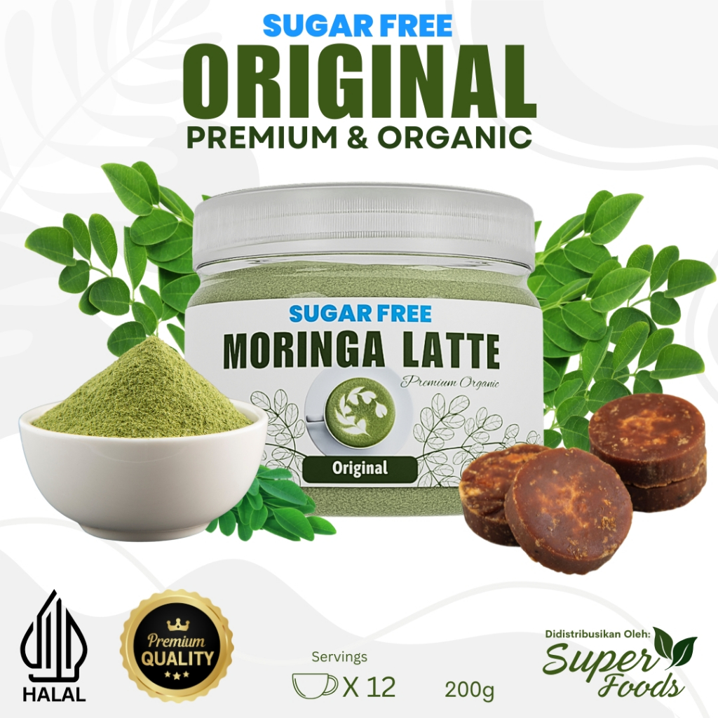 

Moringa Latte Sugar-Free SuperFoods [ORIGINAL] 200g (kelor)(PREMIUM)(ORGANIK)