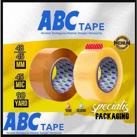 

Lakban Bening Coklat ABC Tape Perekat Serbaguna 45 Mm 90 Yard 1 Slop isi 6 Pcs