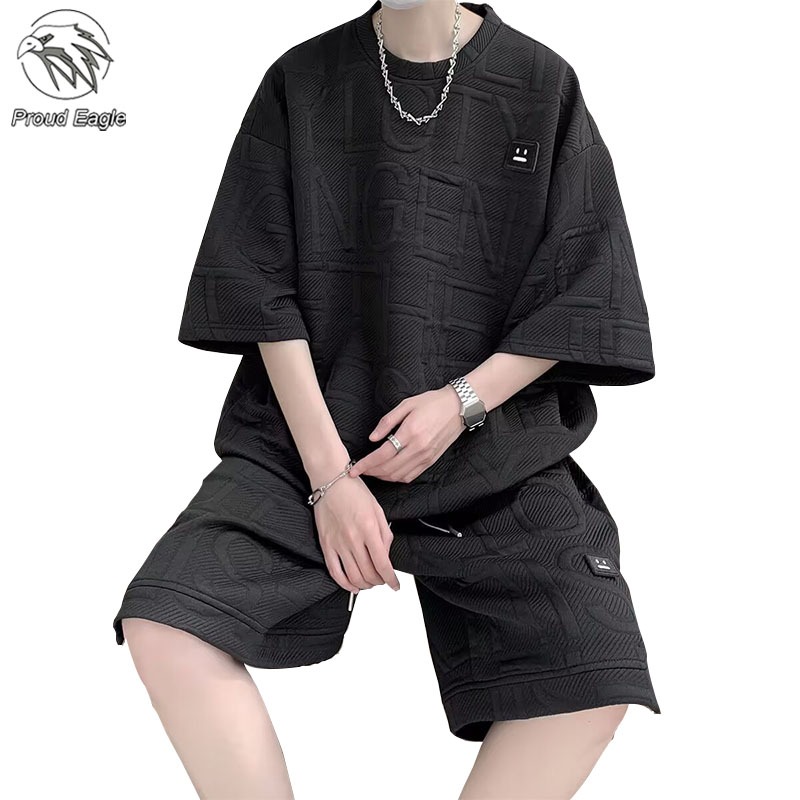 Proud Eagle kaos oversize pria outfit casual outfit pria celana pendek pria keren baju satu set