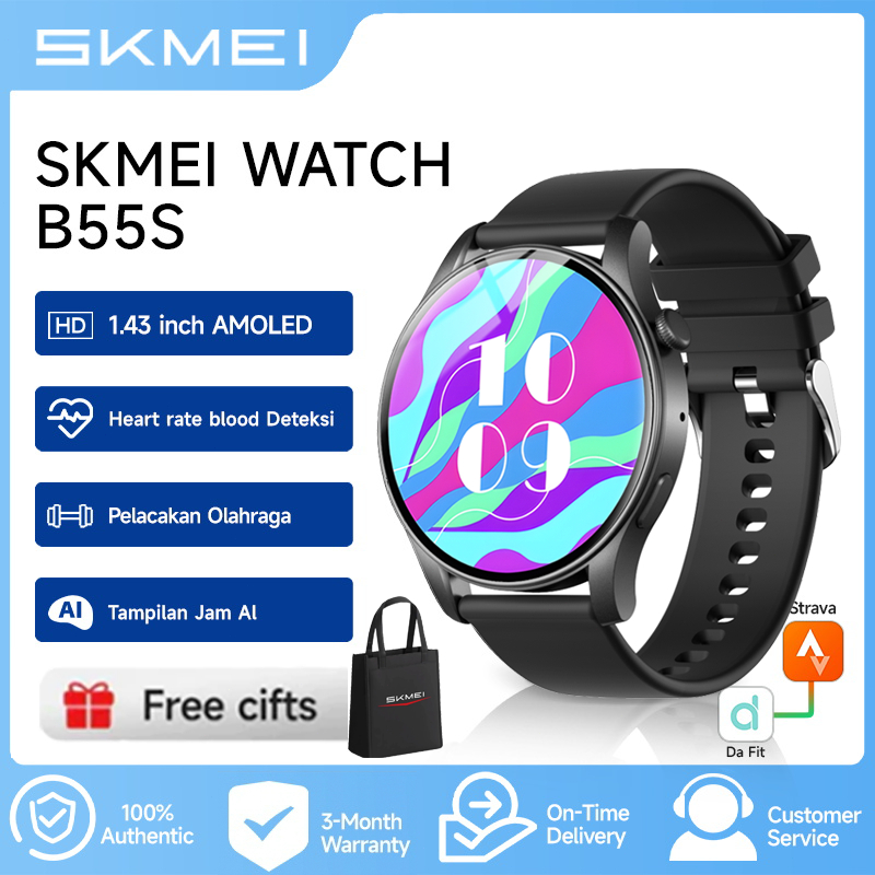 BARA_BERKAH SKMEI B55S SMARTWATCH ORIGINAL LAYAR AMOLED JAM TANGAN PRIA DAN WANITA OLAHRAGA