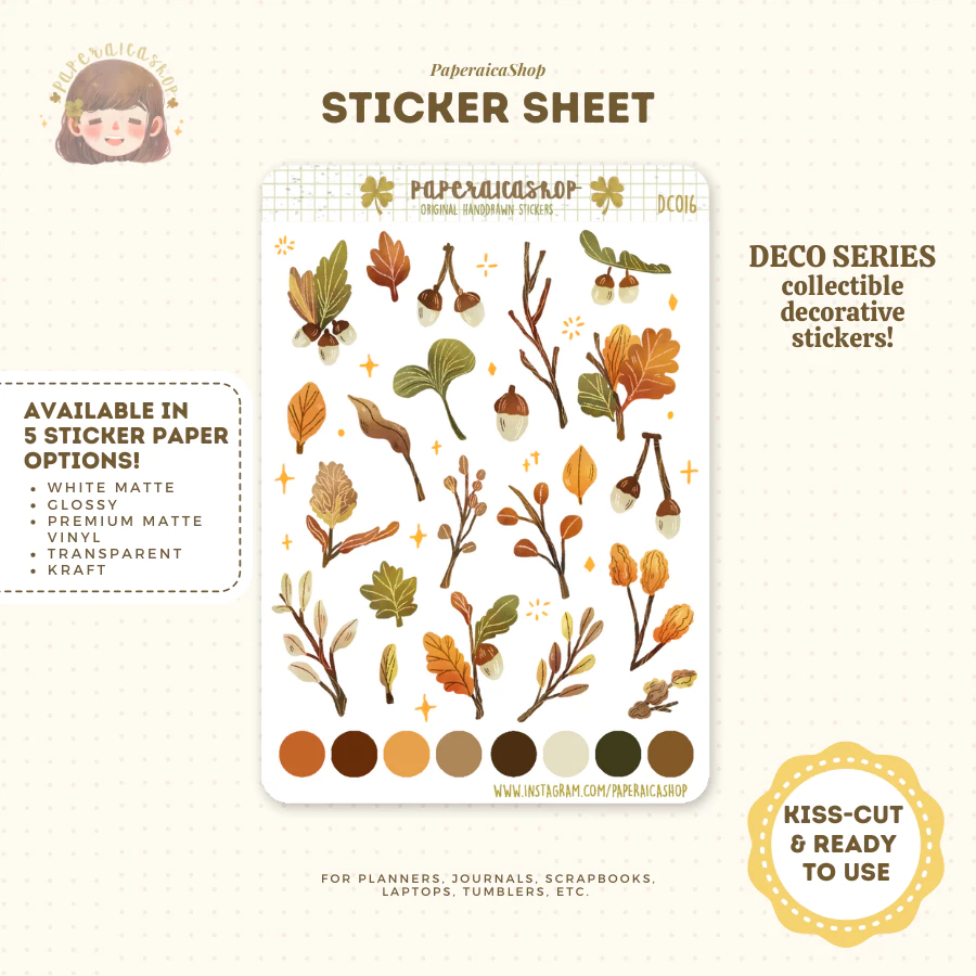 

Paperaica - Autumn Foliage Stickers, Autumn Leaves Stickers, Planner Stickers