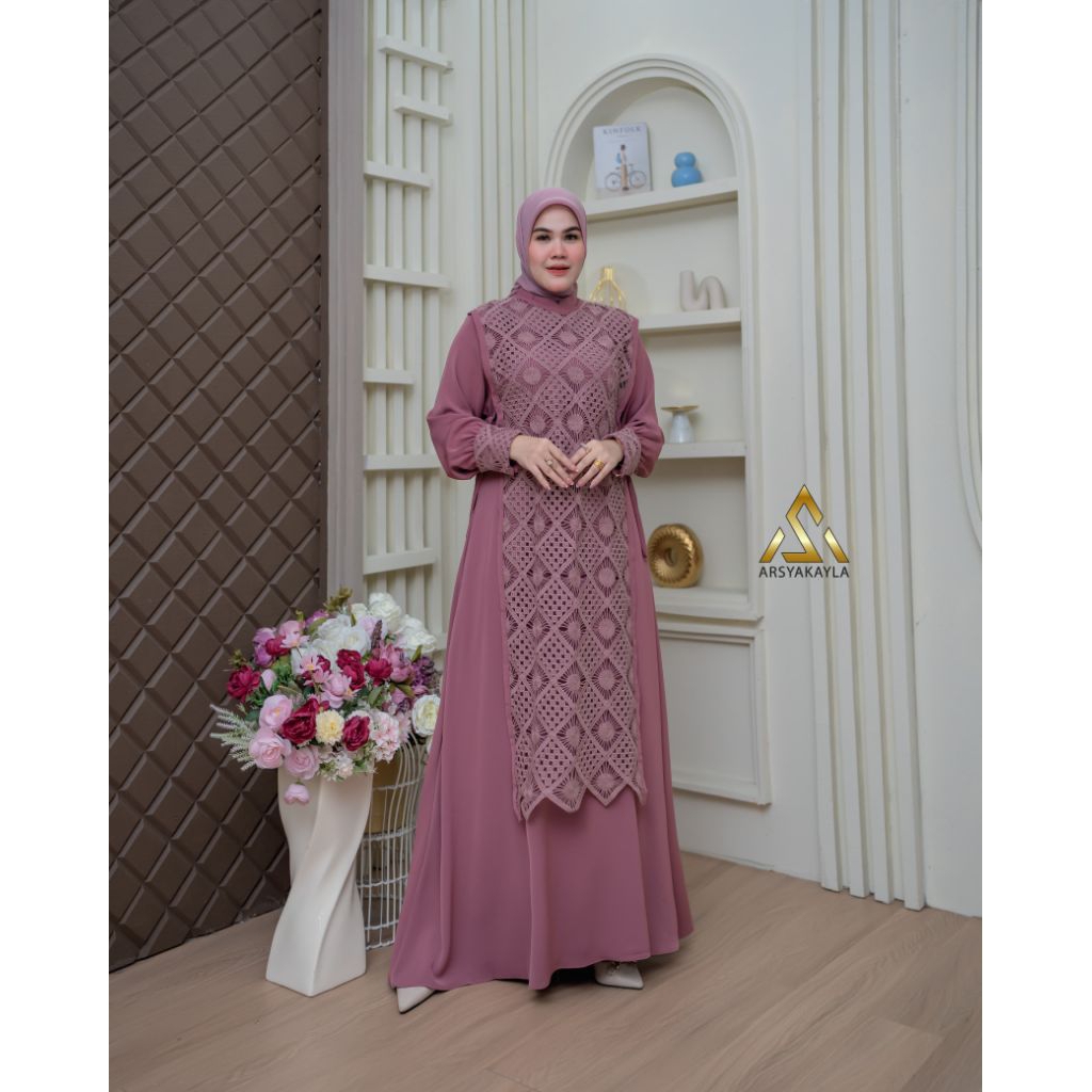 Gamis Mewah Kaluna Dress Only By Arsyakayla / Gamis Kekinian / Gamis Cantik / Gamis Premium