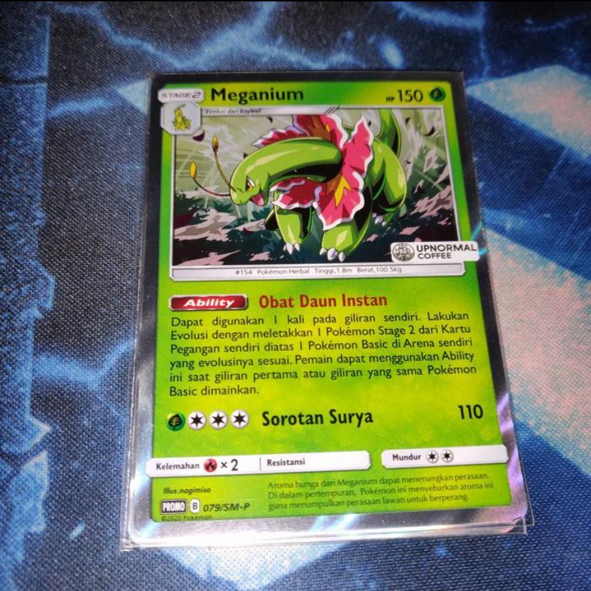 Kartu Pokemon TCG ID Indonesia SM-P Meganium Upnormal Coffee Promo