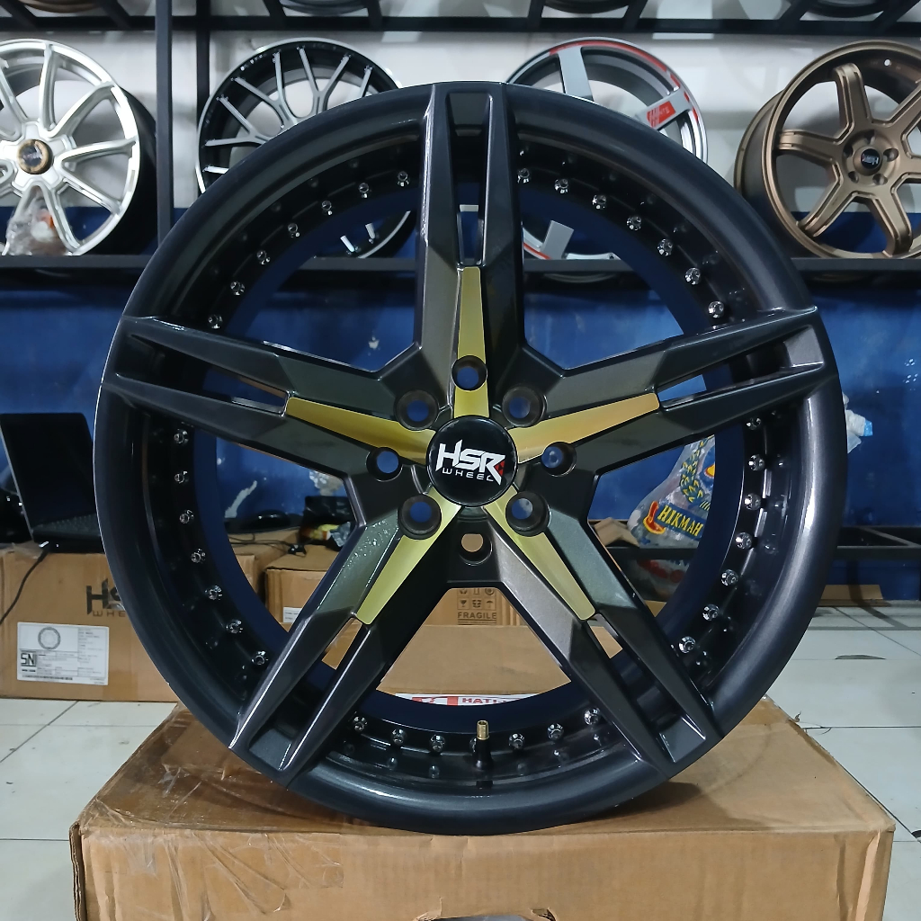 VELG MOBIL RING 17 LUBANG 4 UNTUK AVANZA LIVINA MAESTRO VINFAST HSR KEUNIKAI R17 GREY YELLOW FACE