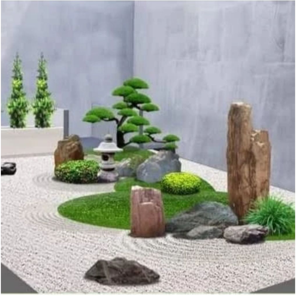 taman kering minimalis batu batuan variasi