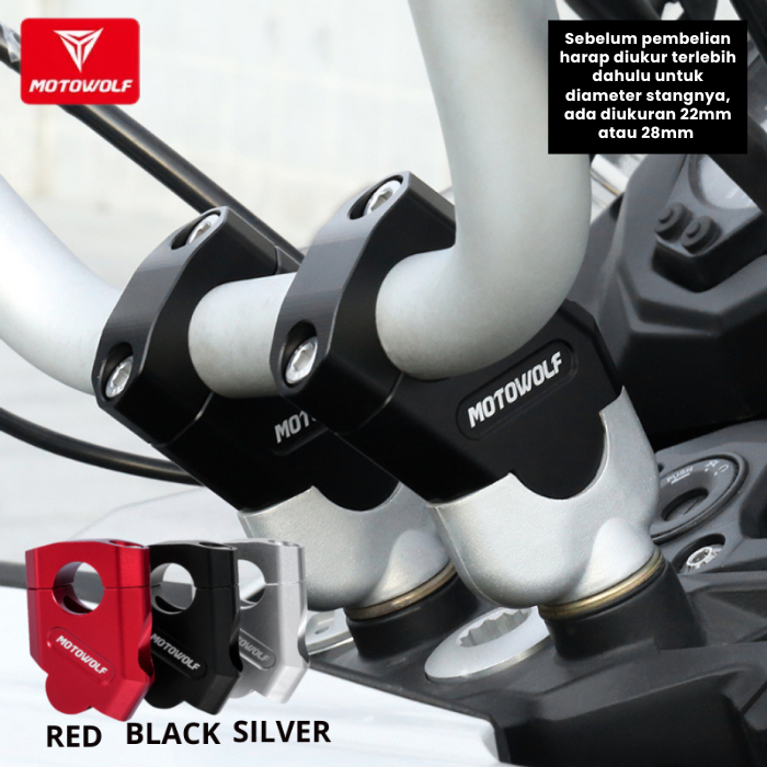 Raiser Peninggi Stang Motor Motowolf Raiser Stang CNC Almunium Alloy