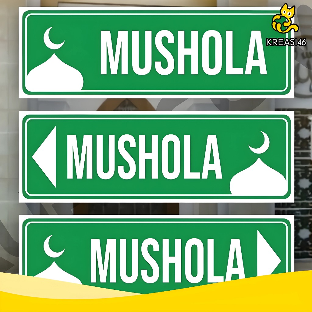 

PAPAN AKRILIK, STIKER , ARAH MUSHOLLA - PETUNJUK MUSHOLLA, 10 X 30 CM