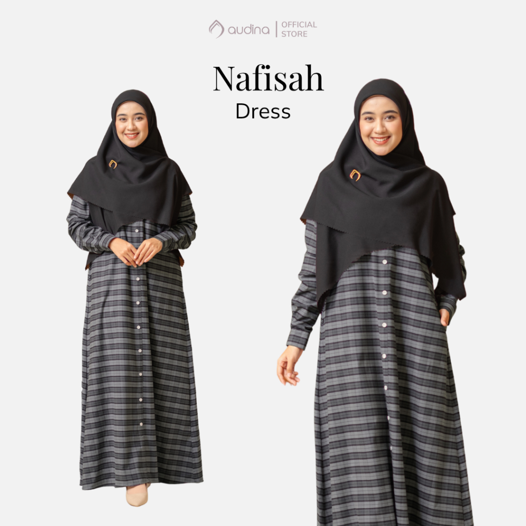 Audina Nafisah Gamis Flanel Kotak Kotak Bahan Flanel Import