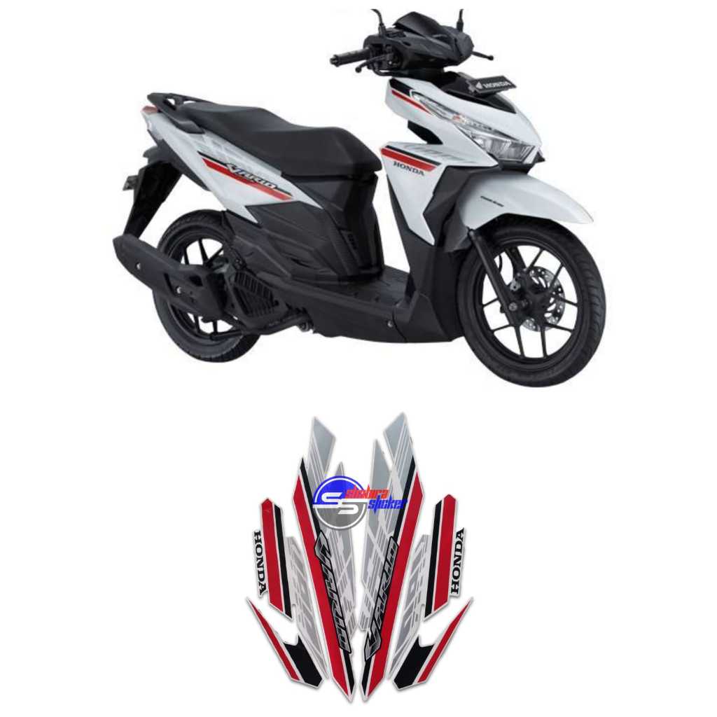 Striping motor vario led old 125 2017 putih merah stiker lis body standar