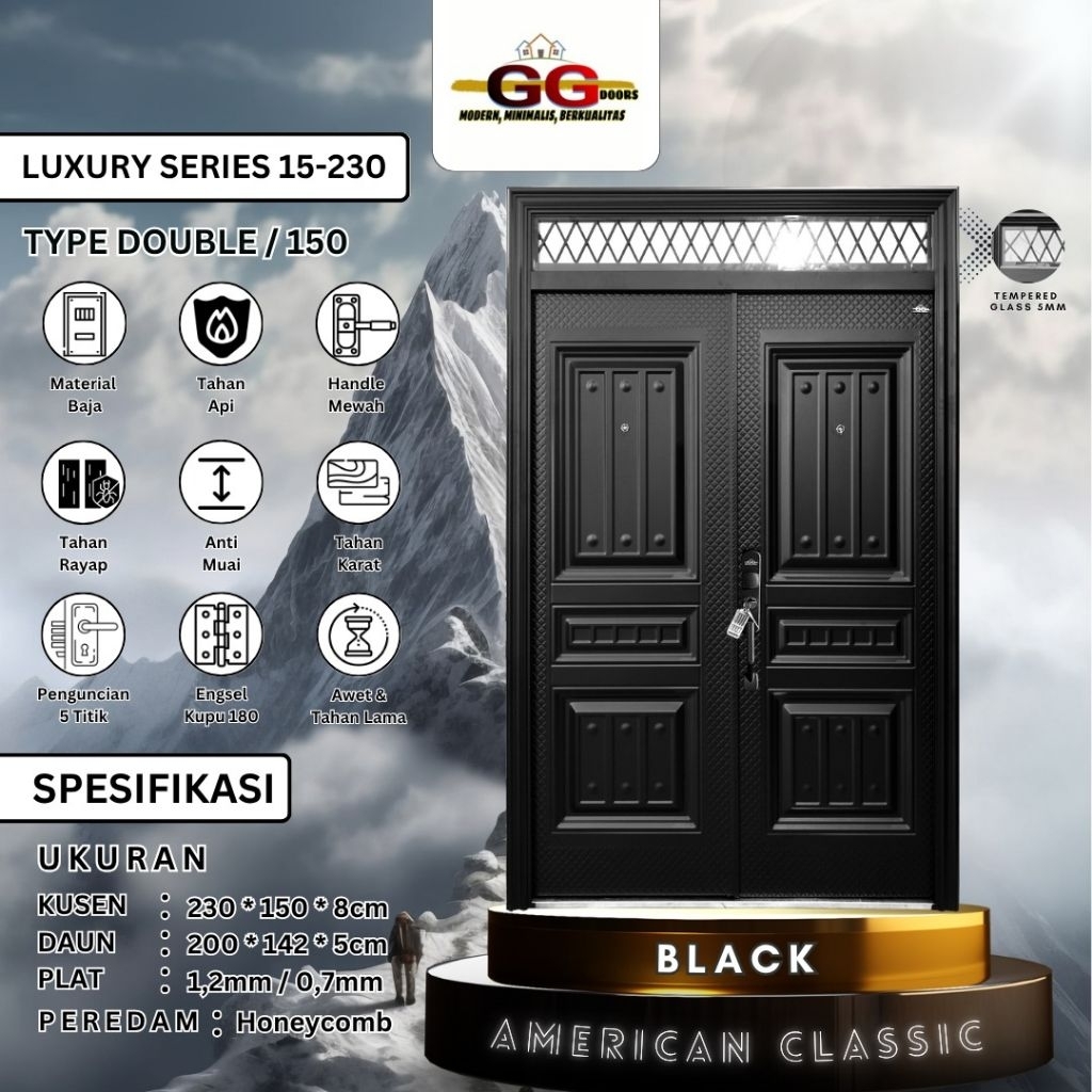 Pintu Baja GG-LUXURY Double 230x150cm
