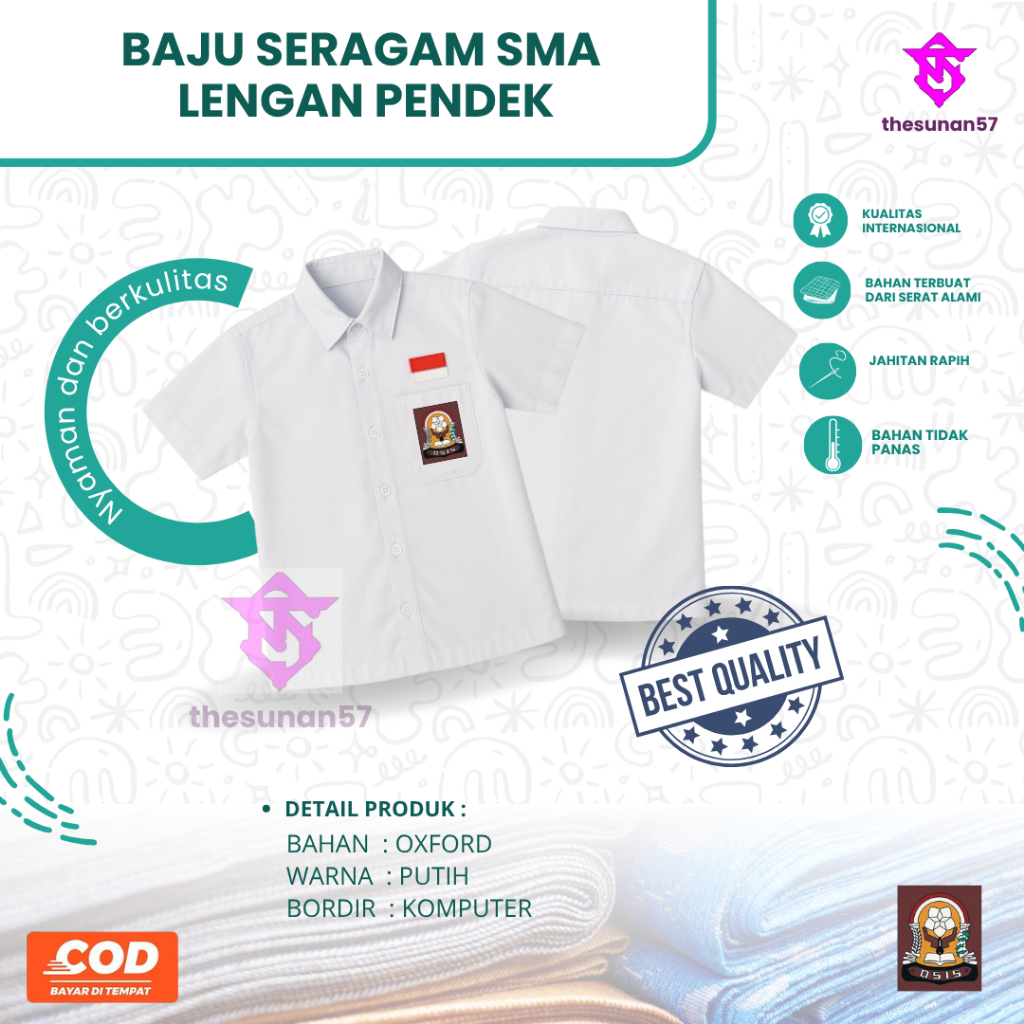 BAJU SERAGAM SMA LENGAN PENDEK MURAH | BAJU SERAGAM SMA LAKI - LAKI MURAH