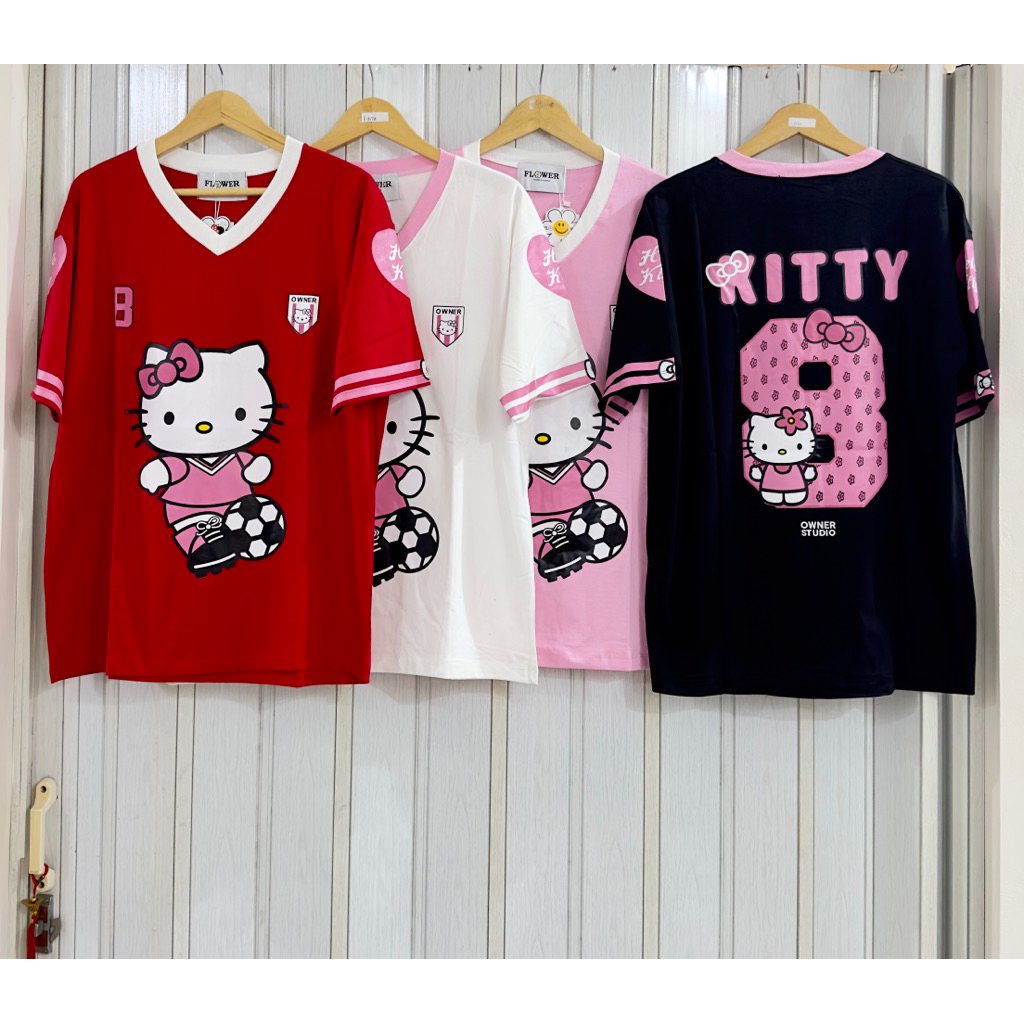 Kaos Import FLOWER Motif Kitty Ball - Kaos  Oversize Import Bangkok Motif Karakter