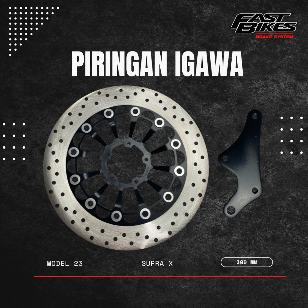IGAWA Piringan Cakram Rem Depan Full CNC Lebar 300MM Lubang 5 + Breket Supra-X Model 23