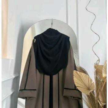 Gamis Syari Mewah Lebaran Termurah Buju Muslimah-coklat h tanpa hijab