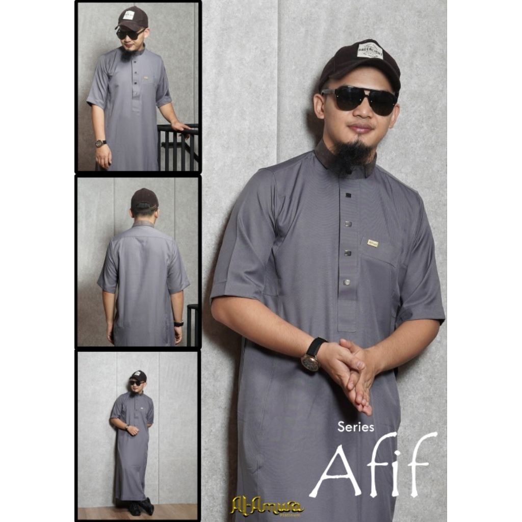 AL AMWA PLATINUM AFIF jubah remaja lengan pendek gamis anak usia tanggung SMP pria