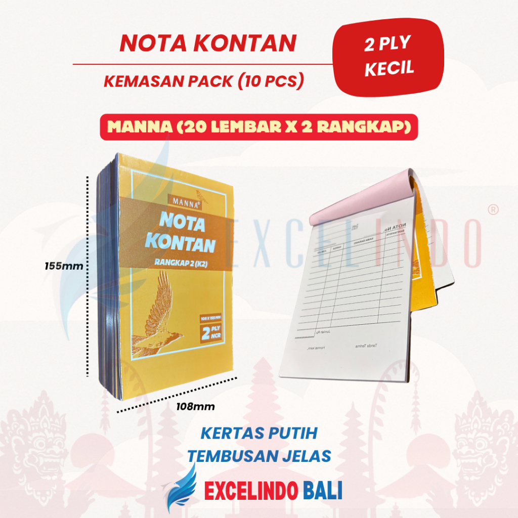 

(ISI 10 BUKU) Nota Kontan 2 ply NCR Putih Merah HARGA GROSIR merk Manna PREMIUM QUALITY