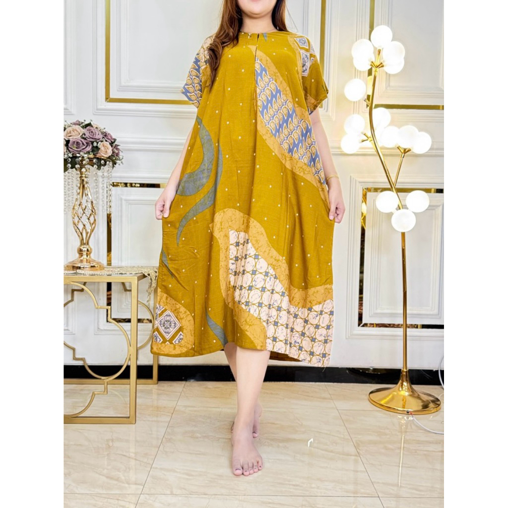 A18 Daster Bahan Rayon Print Premium By Dress FNS