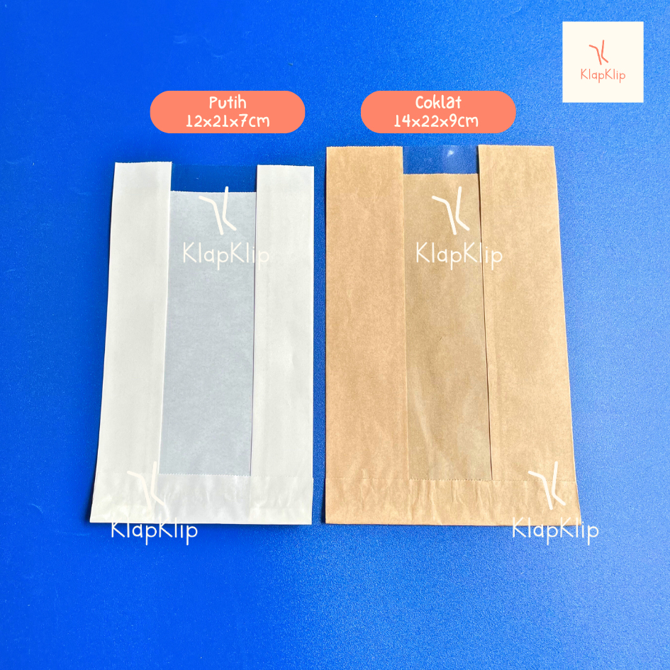 

GROSIR 10pack = 1000pcs Satchel Bag Window Coklat 14x22x9cm Putih 12x21x7cm - Kantong French Fries Putih Coklat Kantong Kertas Kentang Goreng Paper Bag Snack Paper Bag Window - Kantong Kertas Jendela Paper Bag Jendela - Kantong Gorengan Kertas Gorengan