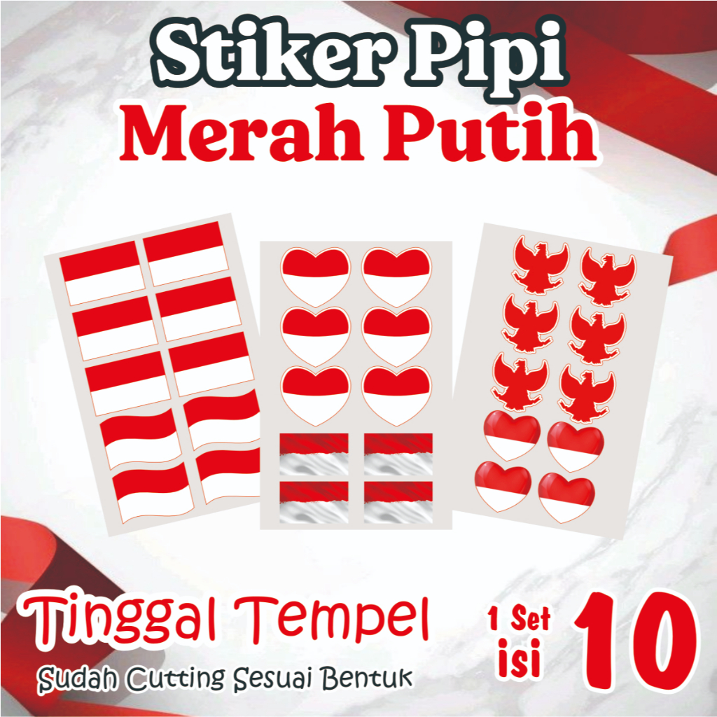 

(10PCS) Stiker Pipi Bendera Merah Putih, Tempel Pipi Merah Putih, Agustus, Merdeka, 17an, HUT RI Termurah