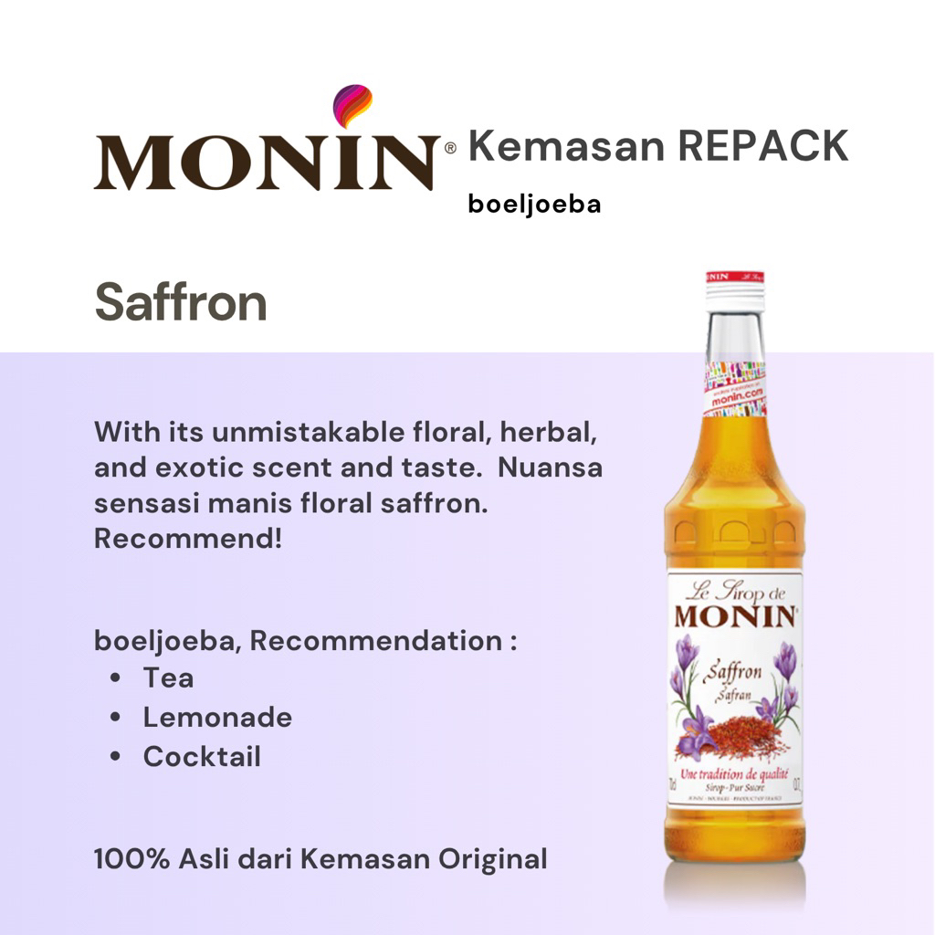 

Monin Saffron Syrup Repack [30, 50, 100] g