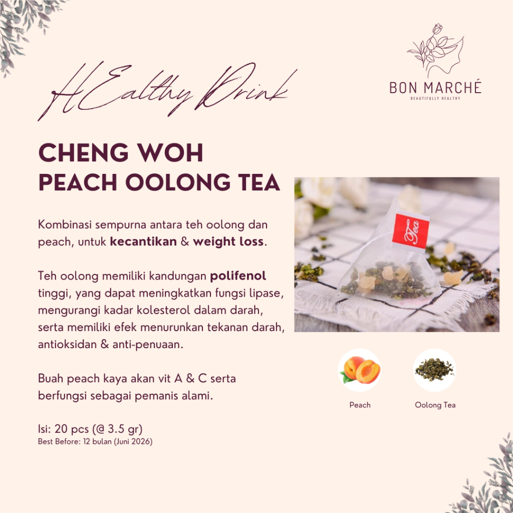 

Cheng Woh Peach Oolong Tea - Healthy Drink Penang 20 pcs