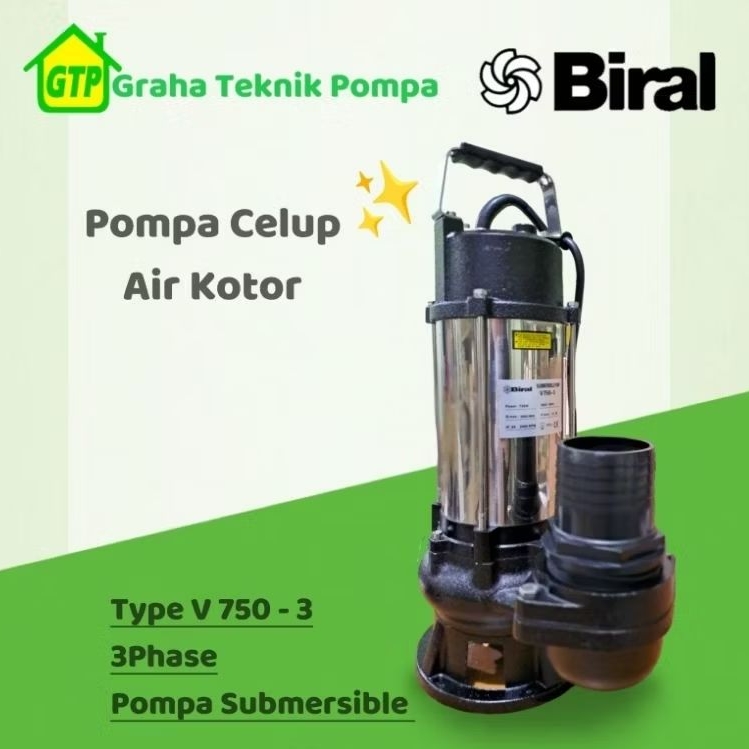 Biral Pompa Celup Air Kotor Pompa Submersible V 750 - 3